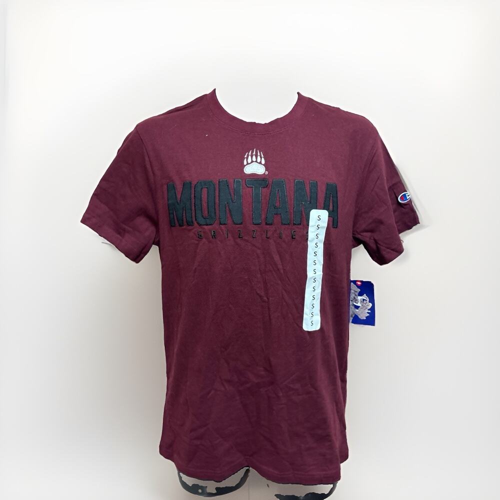 NWT Champion Montana Grizzlies T Shirt Men's S Maroon NCAA Griz Short Sleeve